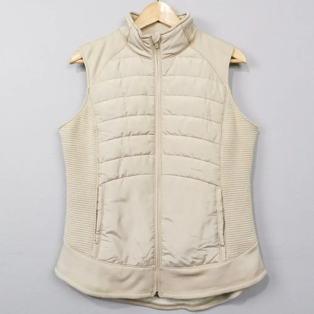 Tek Gear Quilted Vest Size L Beige Fleece Minimalist Athleisure Layering Jacket